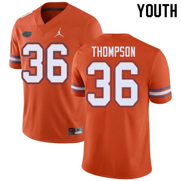 NCAA Florida Gators Trey Thompson Youth #36 Jordan Brand Orange Stitched Authentic College Football Jersey DYA2064EY